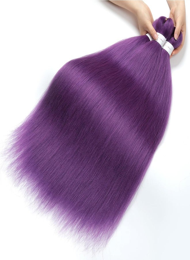 ShowCoco Purple Braiding Hair Pre Stretched 26inch 3 Packs Purple hair Extensions Synthetic Crochet Braids, Hot Water Setting Professional Soft Yaki Texture. (26inch(3Packs),Lavender#) - Image 4